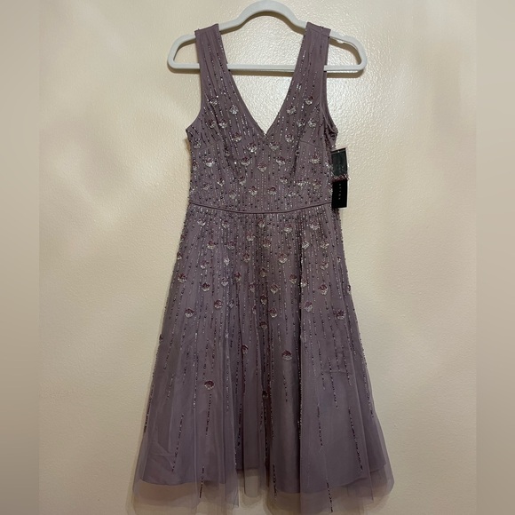 NWT AIDAN MATTOX Women’s Purple Sleeveless Knee Length Cocktail Dress sz 2 - Picture 5 of 7